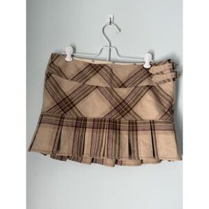 VTG Abercrombie Fitch Y2K Plaid Pleated Micro Mini Skirt Size 8 Wool Preppy NWT